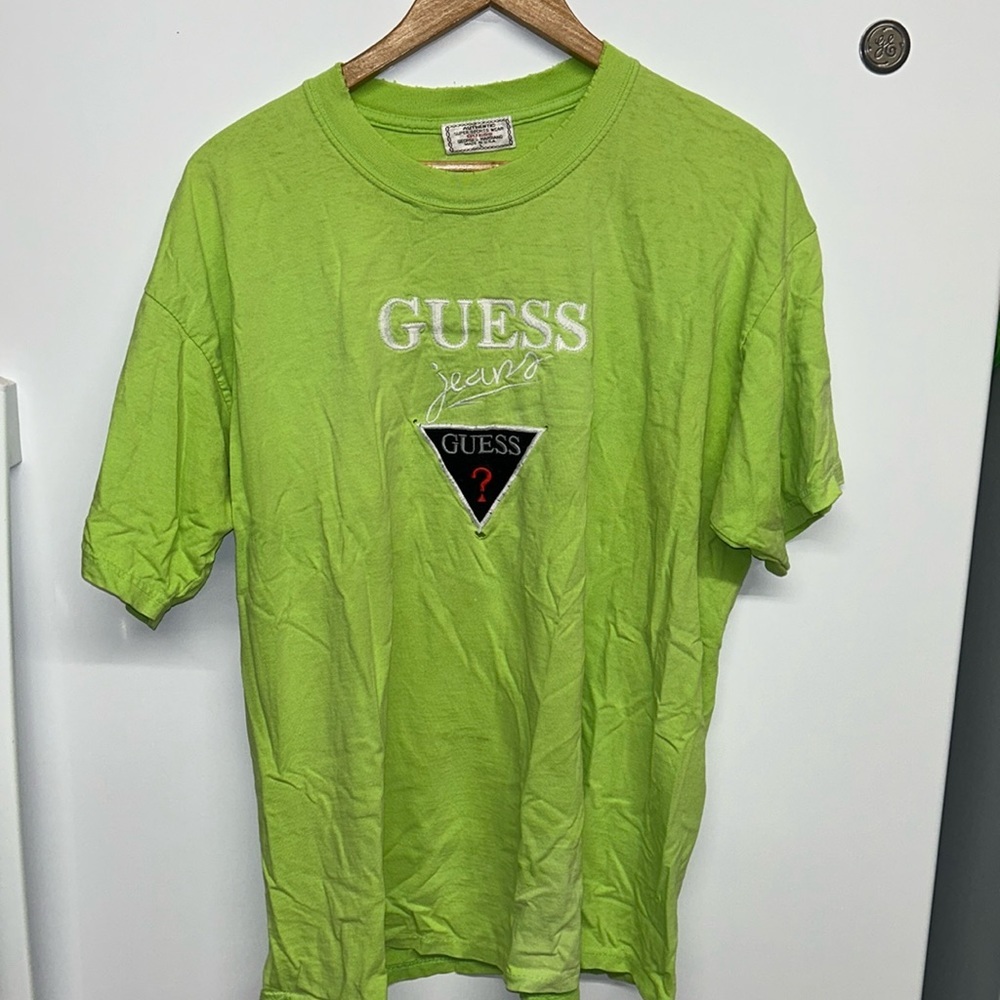 Guess Jeans Lime Green‎ Short Sleeve T-shirt- Large